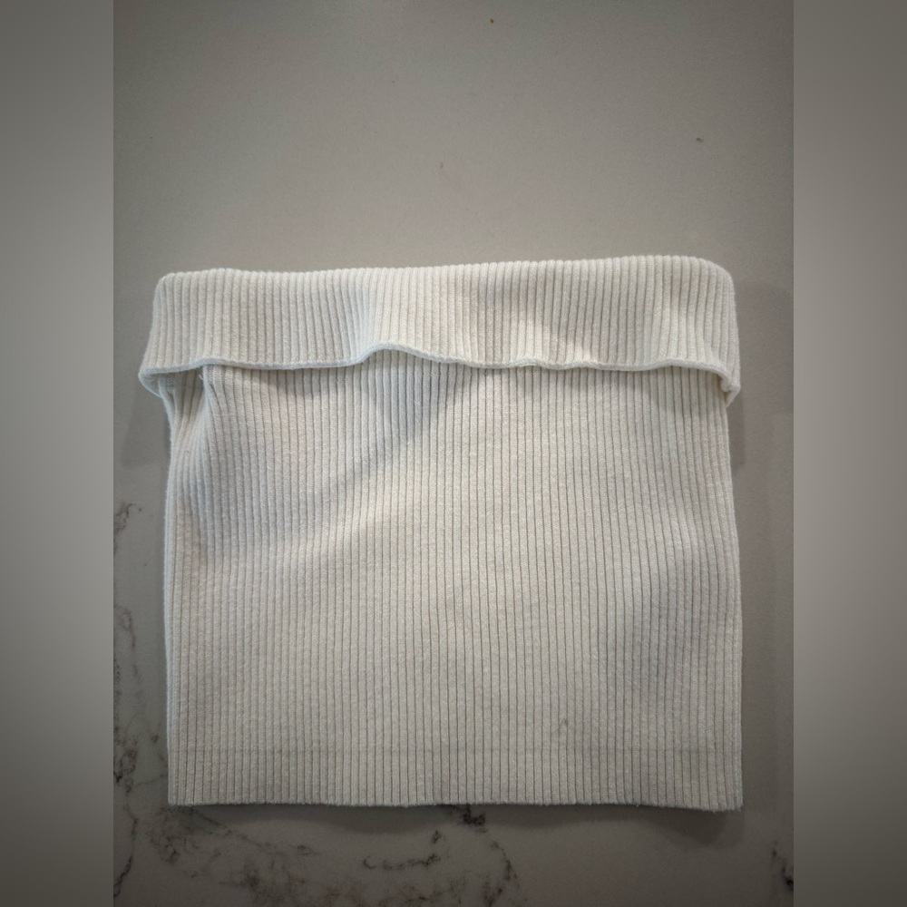 Edikted Cream Ribbed Knit Tube Top